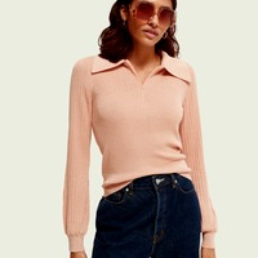 Scotch & Soda Cadillac Pink zip sweater small.
